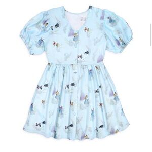 Boxlunch X Cakeworthy Disney Cinderella Characters Puffy Sleeve Blue Mini Dress